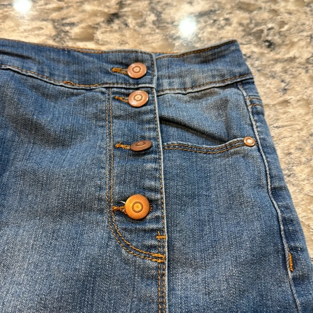 Energie | Faux Wrap Blue Jean Mini Skirt Size 13